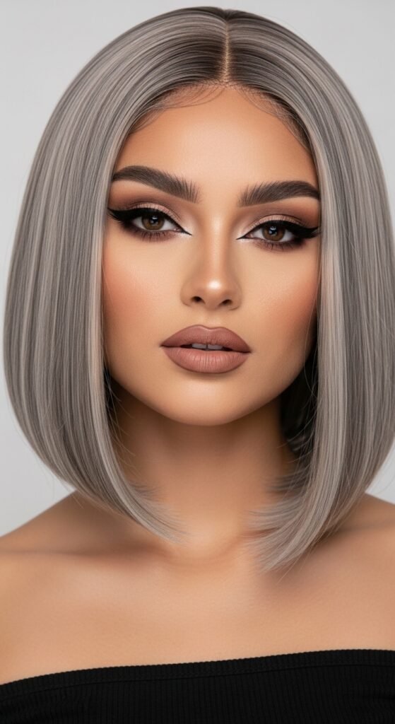 A stunning beauty editorial showcasing diverse chic straight wig hairstyles including sleek bobs, long layers, bangs, ponytails, and ombre styles on beautiful women, illustrating 20 straight wig hairstyles ideas to transform your look with versatile and glamorous straight wig options.