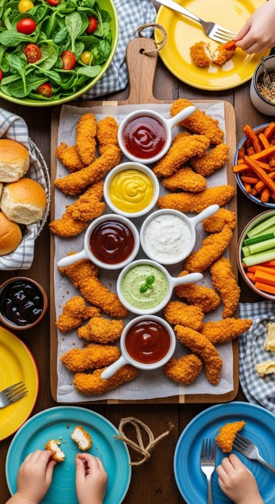 A beautifully styled spread of multiple delicious chicken dinner dishes including golden roasted chicken, creamy pasta, and spicy stir fry arranged on a rustic wooden dining table, showcasing 20 chicken dinner ideas that are easy, flavorful, and perfect for saving your sanity on busy weeknights.