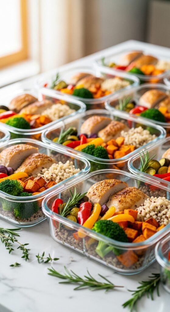 A beautifully styled spread of multiple delicious chicken dinner dishes including golden roasted chicken, creamy pasta, tacos, and stir fry arranged on a rustic wooden dining table, showcasing 15 dinner ideas with chicken that are easy, flavorful, and perfect for every night of the week.