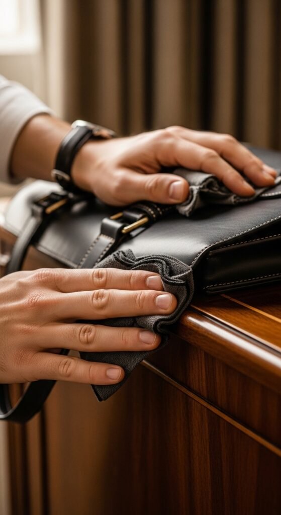 A beautifully styled quiet luxury living room featuring neutral tones, fresh white flowers, quality leather books, cashmere throw, and soft natural light, illustrating 20 rich life aesthetic ideas on how to cultivate quiet luxury and an elevated lifestyle without breaking the bank.