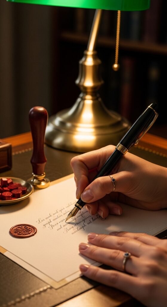 A beautifully styled luxury lifestyle scene featuring an elegant penthouse living room with fresh flowers, gold accents, quality books, warm dramatic lighting, and floor-to-ceiling city views, showcasing 24 luxury lifestyle ideas to transform your everyday existence into an extraordinary and fulfilling life.