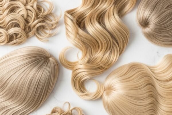 A collection of beautiful blonde wig styles displayed together, including straight, wavy, curly, honey blonde, platinum blonde, and balayage options, representing the ultimate guide to 15 blonde wig ideas for every style and preference.