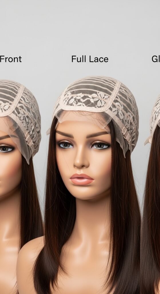 A stunning beauty editorial showcasing diverse chic straight wig hairstyles including sleek bobs, long layers, bangs, ponytails, and ombre styles on beautiful women, illustrating 20 straight wig hairstyles ideas to transform your look with versatile and glamorous straight wig options.