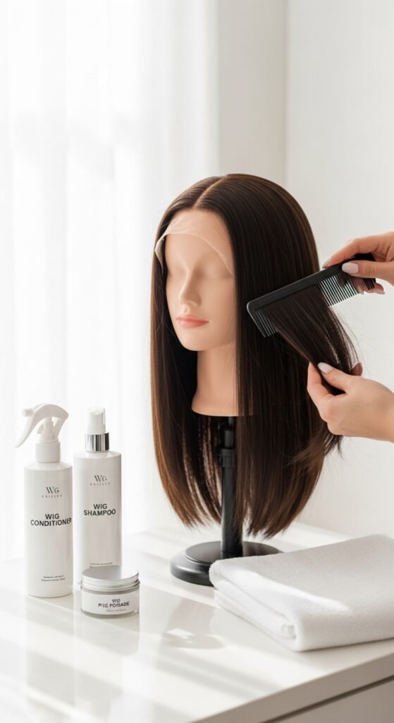 A stunning beauty editorial showcasing diverse chic straight wig hairstyles including sleek bobs, long layers, bangs, ponytails, and ombre styles on beautiful women, illustrating 20 straight wig hairstyles ideas to transform your look with versatile and glamorous straight wig options.