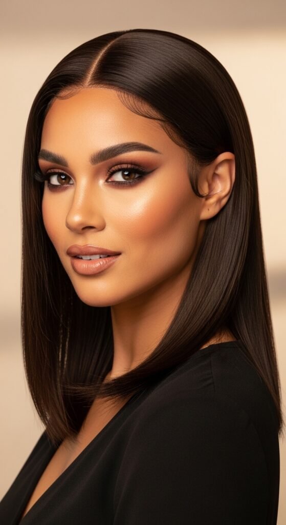 A stunning beauty editorial showcasing diverse chic straight wig hairstyles including sleek bobs, long layers, bangs, ponytails, and ombre styles on beautiful women, illustrating 20 straight wig hairstyles ideas to transform your look with versatile and glamorous straight wig options.