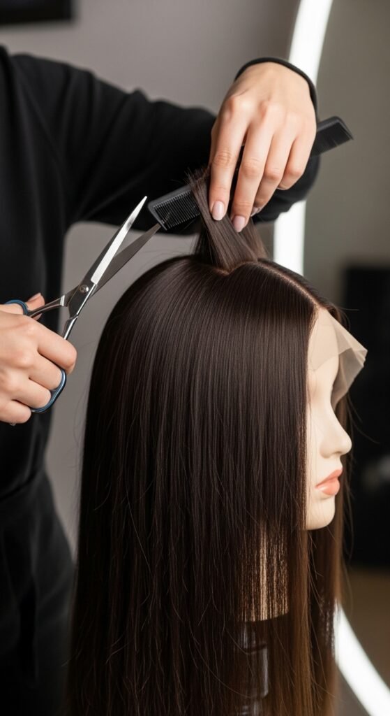 A stunning beauty editorial showcasing diverse chic straight wig hairstyles including sleek bobs, long layers, bangs, ponytails, and ombre styles on beautiful women, illustrating 20 straight wig hairstyles ideas to transform your look with versatile and glamorous straight wig options.