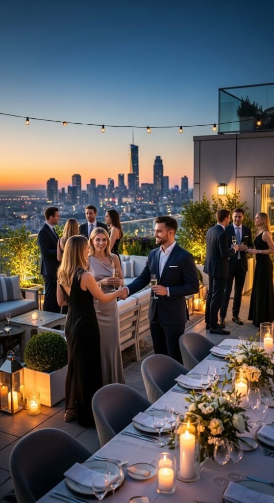 A beautifully styled aspirational millionaire lifestyle scene featuring a luxurious penthouse living room, financial planning books, investment charts, elegant decor, and golden lighting, showcasing 22 millionaire lifestyle ideas as a blueprint for achieving financial freedom and living rich.