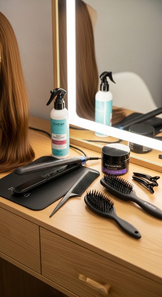 A stunning beauty editorial showcasing diverse chic straight wig hairstyles including sleek bobs, long layers, bangs, ponytails, and ombre styles on beautiful women, illustrating 20 straight wig hairstyles ideas to transform your look with versatile and glamorous straight wig options.