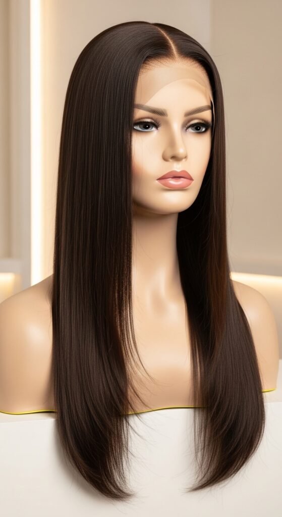 A stunning beauty editorial showcasing diverse chic straight wig hairstyles including sleek bobs, long layers, bangs, ponytails, and ombre styles on beautiful women, illustrating 20 straight wig hairstyles ideas to transform your look with versatile and glamorous straight wig options.