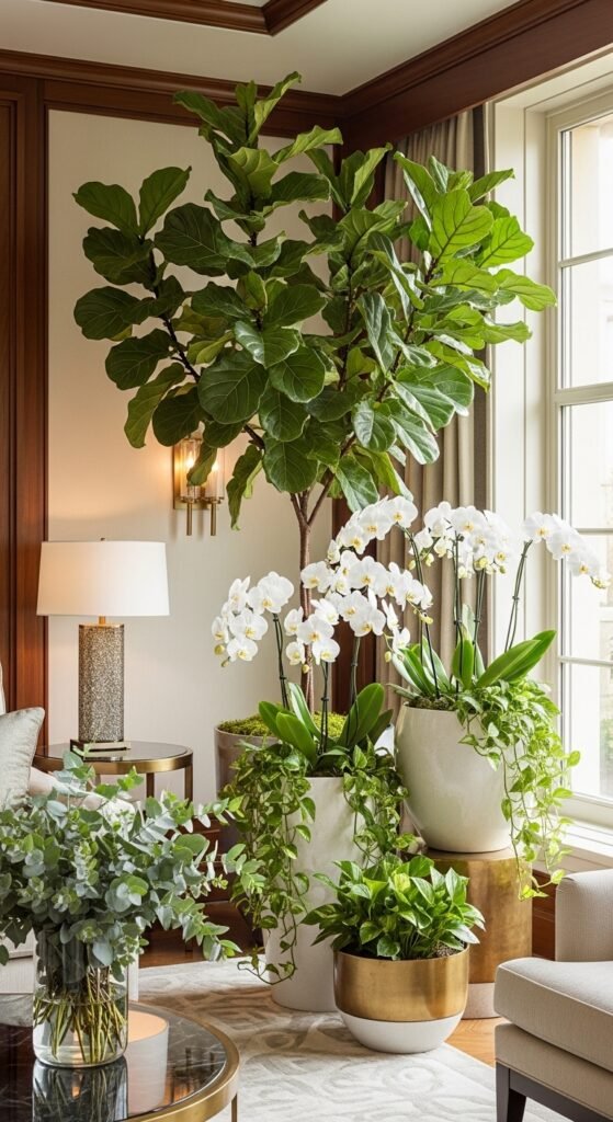 A beautifully styled luxury lifestyle scene featuring an elegant penthouse living room with fresh flowers, gold accents, quality books, warm dramatic lighting, and floor-to-ceiling city views, showcasing 24 luxury lifestyle ideas to transform your everyday existence into an extraordinary and fulfilling life.