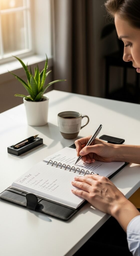 A beautifully styled aspirational millionaire lifestyle scene featuring a luxurious penthouse living room, financial planning books, investment charts, elegant decor, and golden lighting, showcasing 22 millionaire lifestyle ideas as a blueprint for achieving financial freedom and living rich.