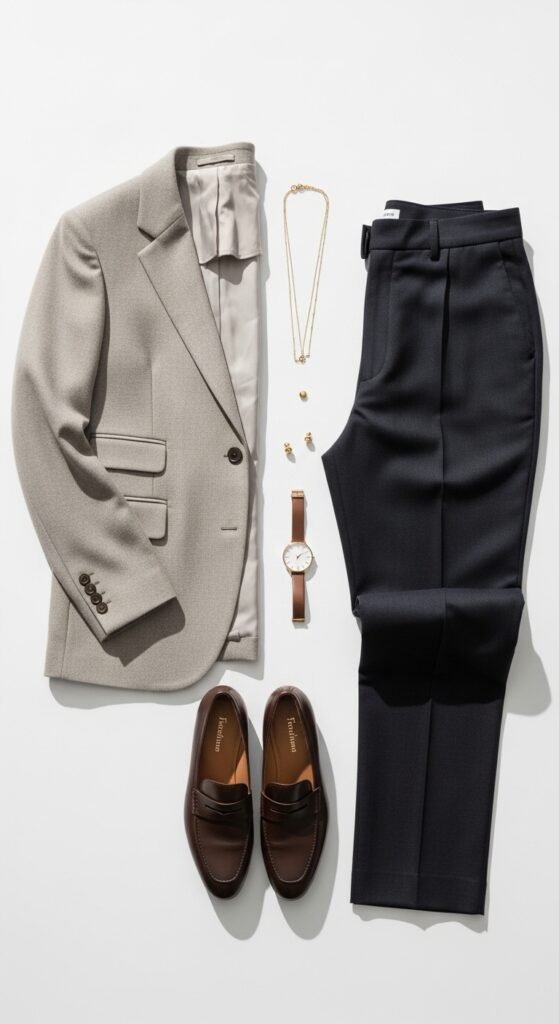 A beautifully styled quiet luxury living room featuring neutral tones, fresh white flowers, quality leather books, cashmere throw, and soft natural light, illustrating 20 rich life aesthetic ideas on how to cultivate quiet luxury and an elevated lifestyle without breaking the bank.