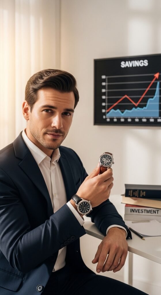 A beautifully styled aspirational millionaire lifestyle scene featuring a luxurious penthouse living room, financial planning books, investment charts, elegant decor, and golden lighting, showcasing 22 millionaire lifestyle ideas as a blueprint for achieving financial freedom and living rich.