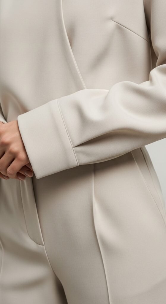 A beautifully styled quiet luxury living room featuring neutral tones, fresh white flowers, quality leather books, cashmere throw, and soft natural light, illustrating 20 rich life aesthetic ideas on how to cultivate quiet luxury and an elevated lifestyle without breaking the bank.