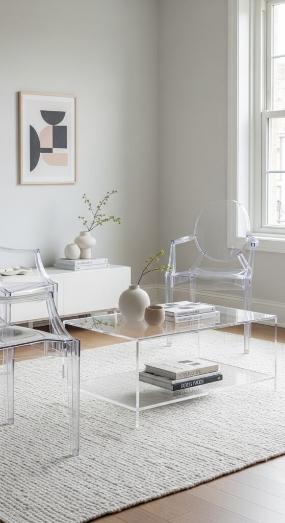 A beautifully designed and maximized small living room featuring multi-functional furniture, large mirrors, high curtains, vertical storage, and a neutral color palette, showcasing 20 small living room decor ideas to help you maximize space and create a stylish and functional home.