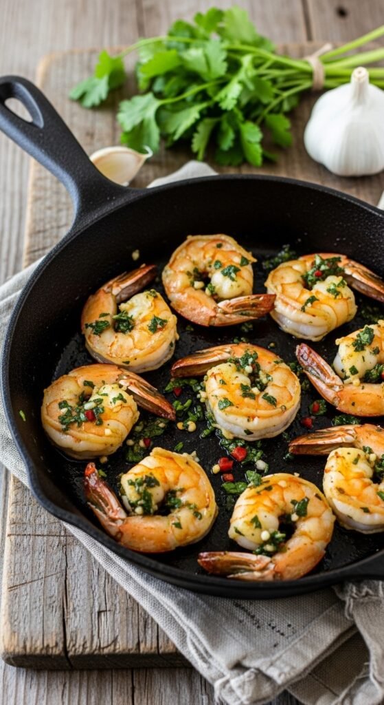 A breathtaking easy shrimp recipes for dinner editorial featuring a stunning spread of golden shrimp dishes including garlic butter shrimp, lemon scampi, shrimp tacos, Cajun shrimp, and Greek shrimp with feta beautifully styled on a rustic wooden table with fresh lemon and herbs, showcasing the ultimate guide to fast fancy and foolproof easy shrimp recipes for dinner.