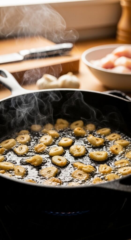 A breathtaking garlic butter chicken pasta editorial featuring a stunning bowl of golden seared chicken over perfectly cooked fettuccine in a rich glossy garlic butter cream sauce topped with freshly grated parmesan and fresh parsley, showcasing the ultimate comfort food guide to making the most delicious garlic butter chicken pasta at home.