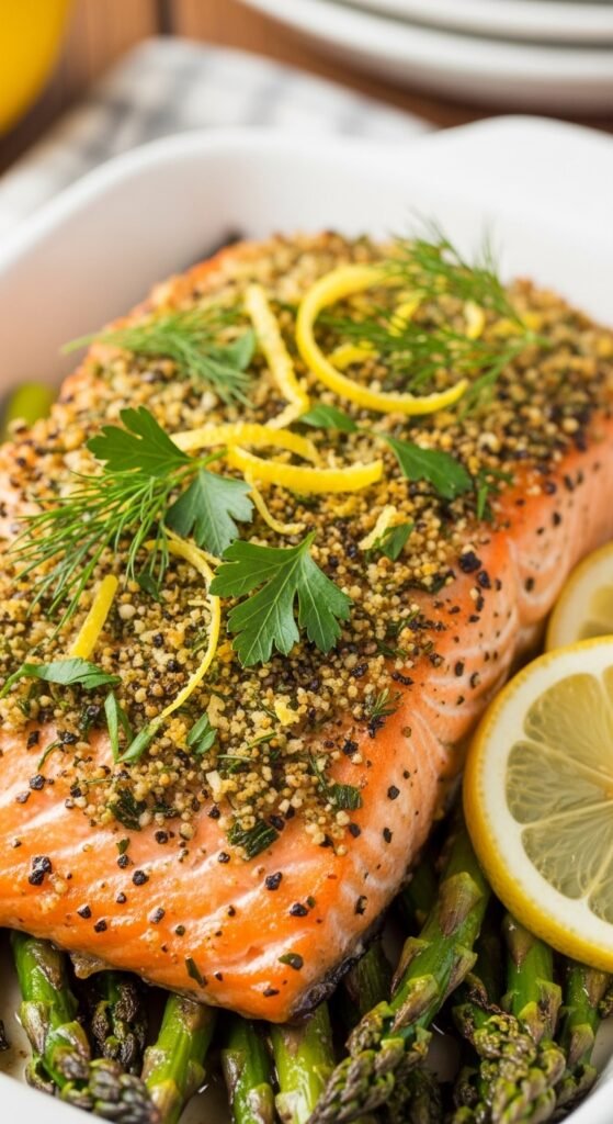  A breathtaking easy salmon recipes baked editorial featuring a stunning spread of golden baked salmon dishes including garlic butter, parmesan herb crusted, lemon pepper, and Mediterranean styles on a rustic wooden table with fresh lemon and dill, showcasing the ultimate guide to foolproof and flavorful easy baked salmon meals.