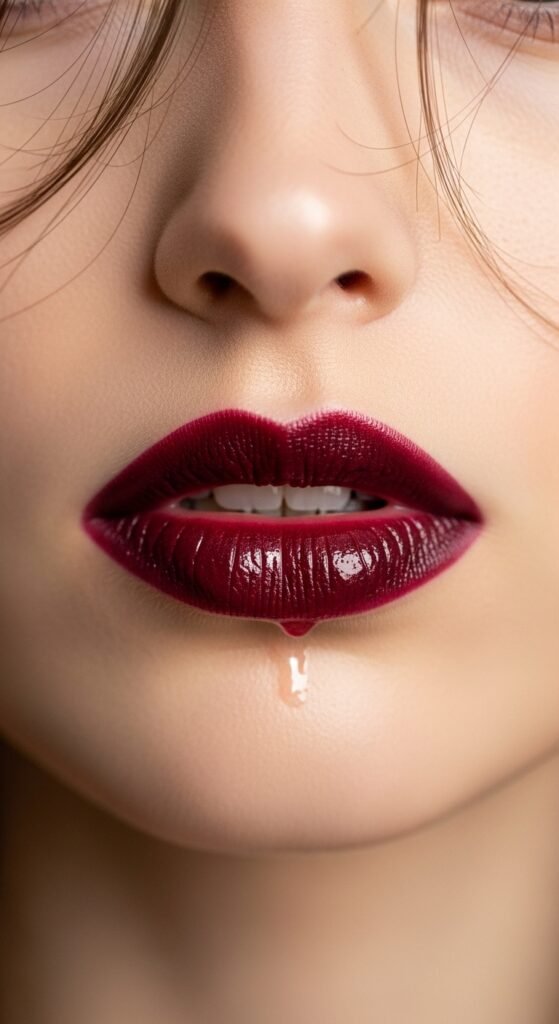 A breathtaking pale brunette makeup editorial featuring a beautiful fair-skinned brunette woman with flawless porcelain complexion, soft rosy blush, taupe smokey eyes, berry lips, and lavender highlighter surrounded by elegant makeup products, showcasing 20 pale brunette makeup ideas to help you embrace your unique beauty with confidence.