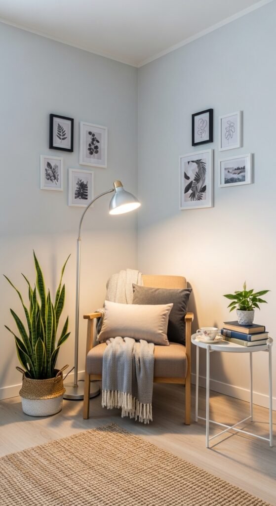 A beautifully designed and maximized small living room featuring multi-functional furniture, large mirrors, high curtains, vertical storage, and a neutral color palette, showcasing 20 small living room decor ideas to help you maximize space and create a stylish and functional home.