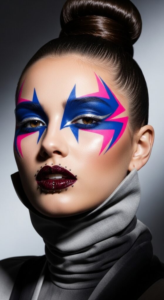 A breathtaking glamour makeup looks editorial featuring a stunning woman with dramatic smokey eyes, bold red lips, blinding highlighter, jewel-toned eyeshadow, and flawless skin surrounded by luxury makeup products, showcasing 17 glamour makeup looks ideas as the ultimate guide to achieving stunning and unforgettable beauty.