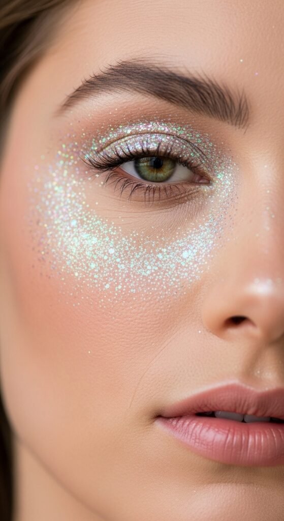 A breathtaking natural bridal makeup editorial featuring a beautiful bride with effortless glowing skin, soft dewy complexion, rosy blush, defined brows, and barely-there shimmer surrounded by elegant bridal beauty products and fresh white flowers, showcasing 16 natural bridal makeup ideas for 2026 as the ultimate guide to effortless bridal beauty.