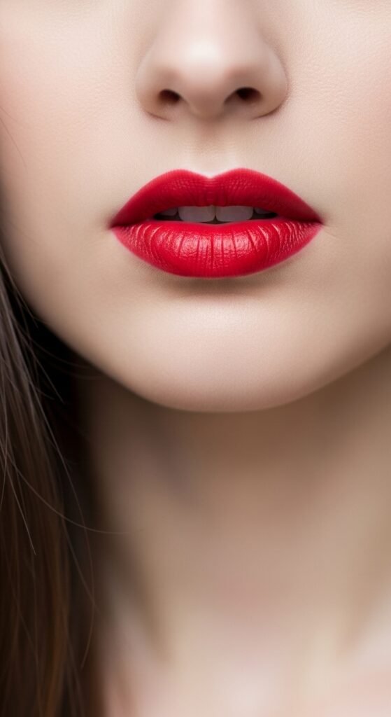 A breathtaking pale brunette makeup editorial featuring a beautiful fair-skinned brunette woman with flawless porcelain complexion, soft rosy blush, taupe smokey eyes, berry lips, and lavender highlighter surrounded by elegant makeup products, showcasing 20 pale brunette makeup ideas to help you embrace your unique beauty with confidence.