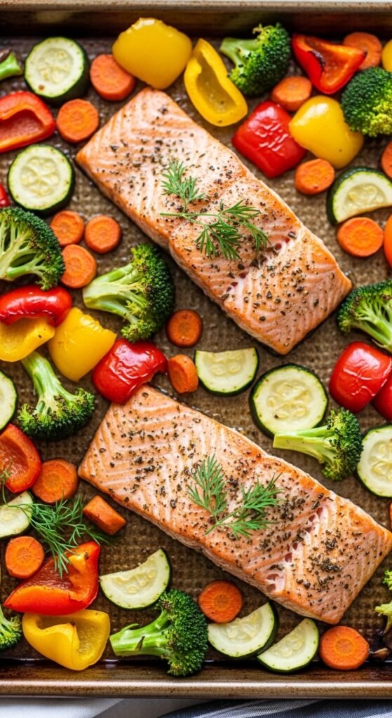 A breathtaking easy salmon recipes baked editorial featuring a stunning spread of golden baked salmon dishes including garlic butter, parmesan herb crusted, lemon pepper, and Mediterranean styles on a rustic wooden table with fresh lemon and dill, showcasing the ultimate guide to foolproof and flavorful easy baked salmon meals.