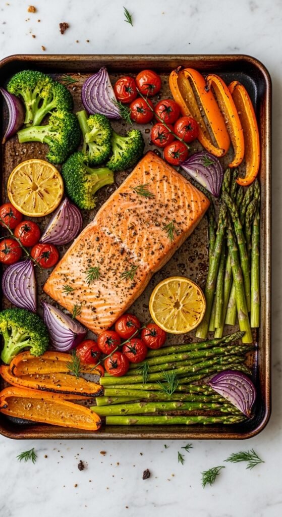 A breathtaking easy salmon recipes baked editorial featuring a stunning spread of golden baked salmon dishes including garlic butter, parmesan herb crusted, lemon pepper, and Mediterranean styles on a rustic wooden table with fresh lemon and dill, showcasing the ultimate guide to foolproof and flavorful easy baked salmon meals.