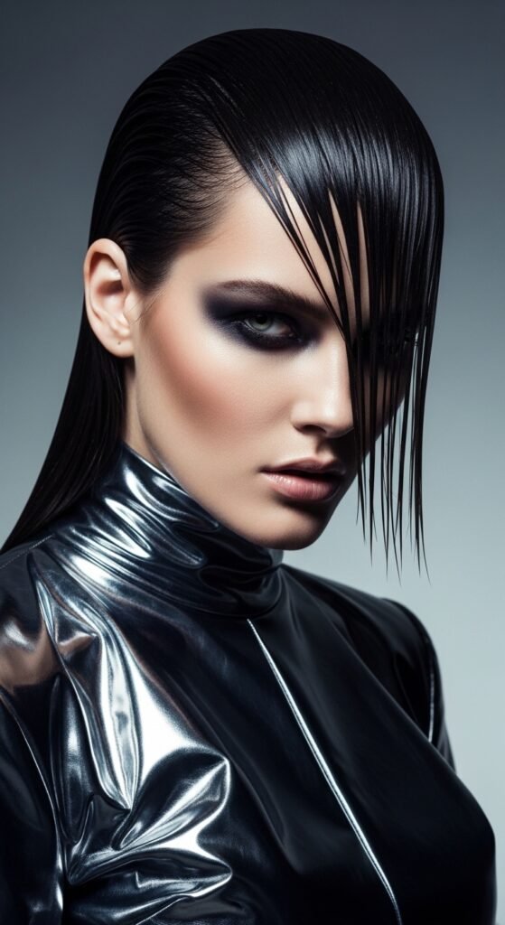 A stunning beauty editorial featuring a gorgeous woman with a flawless sleek straight quick weave hairstyle with perfect shine and movement, showcasing 20 straight quick weave hairstyles ideas for achieving instant glamour and salon-quality results at home.