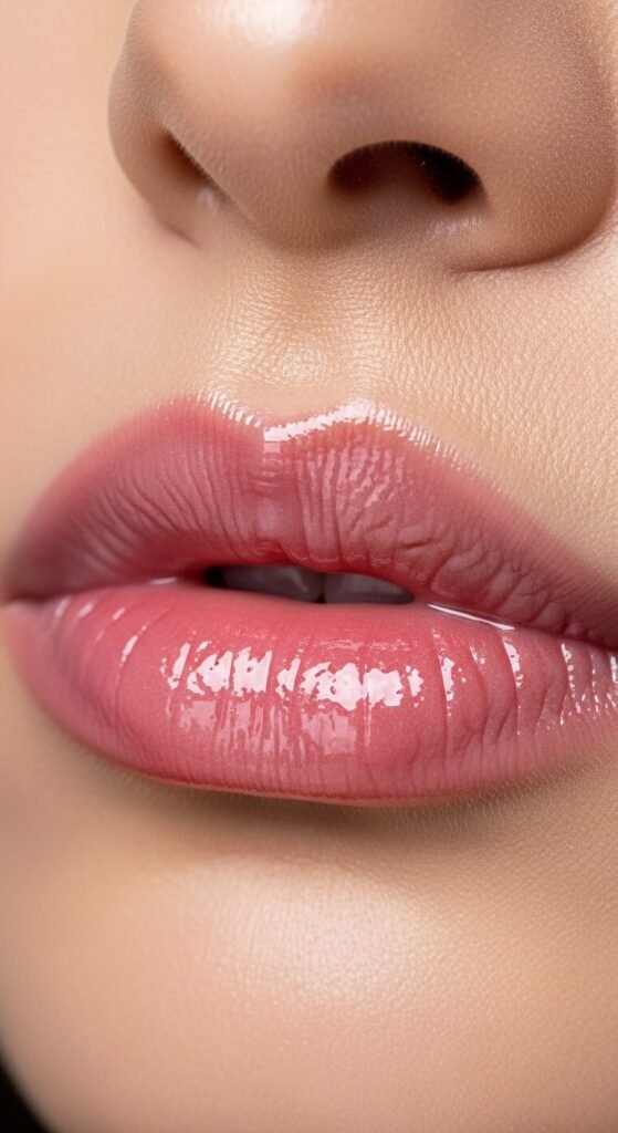 A breathtaking simple natural makeup editorial featuring a beautiful woman with effortlessly glowing dewy skin, groomed feathery brows, soft cream blush, bitten lip stain, and inner corner highlight surrounded by minimal beauty products on white marble, showcasing 20 simple makeup natural ideas as the ultimate guide to achieving effortless everyday beauty.