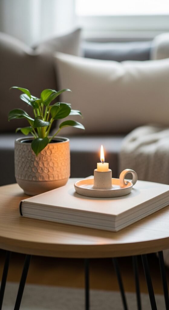 A beautifully designed and maximized small living room featuring multi-functional furniture, large mirrors, high curtains, vertical storage, and a neutral color palette, showcasing 20 small living room decor ideas to help you maximize space and create a stylish and functional home.