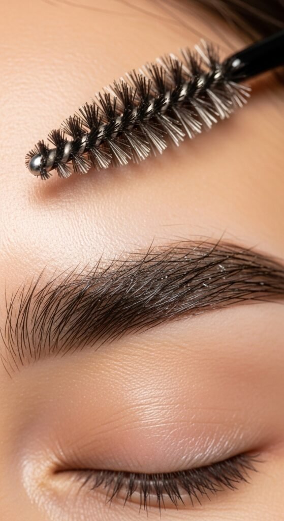 A breathtaking Korean makeup look editorial featuring a beautiful woman with flawless dewy glass skin, soft gradient lips, straight brows, puppy liner, and luminous K-beauty glow surrounded by elegant Korean beauty products, showcasing 20 Korean makeup look ideas as the ultimate guide to achieving the coveted K-beauty glow.