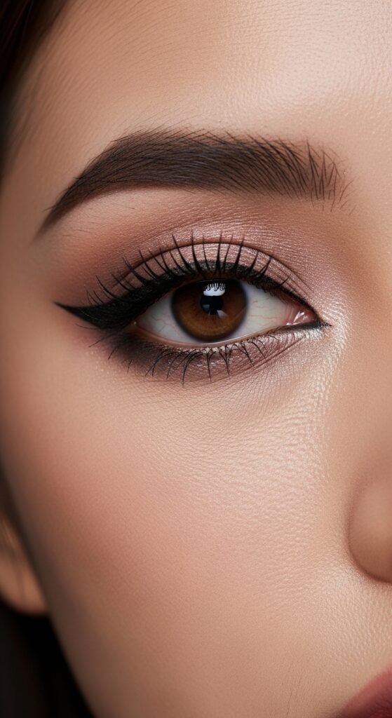 A breathtaking Korean makeup look editorial featuring a beautiful woman with flawless dewy glass skin, soft gradient lips, straight brows, puppy liner, and luminous K-beauty glow surrounded by elegant Korean beauty products, showcasing 20 Korean makeup look ideas as the ultimate guide to achieving the coveted K-beauty glow.