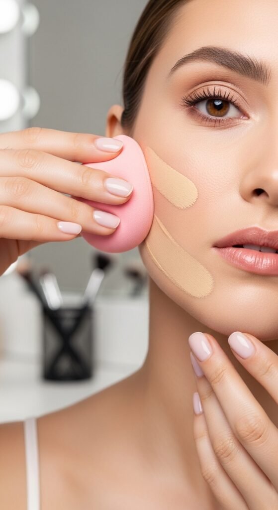 A breathtaking glamour makeup looks editorial featuring a stunning woman with dramatic smokey eyes, bold red lips, blinding highlighter, jewel-toned eyeshadow, and flawless skin surrounded by luxury makeup products, showcasing 17 glamour makeup looks ideas as the ultimate guide to achieving stunning and unforgettable beauty.