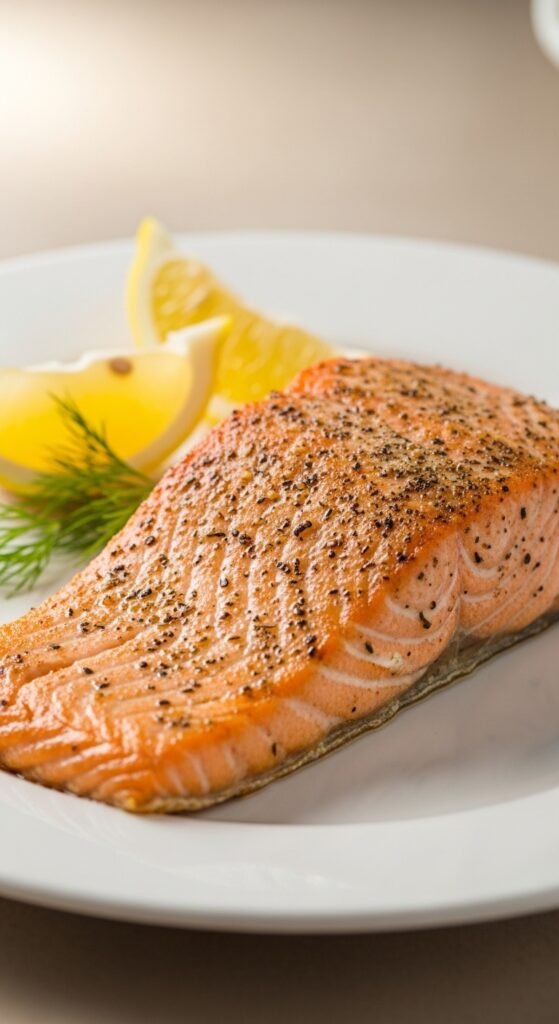  A breathtaking easy salmon recipes baked editorial featuring a stunning spread of golden baked salmon dishes including garlic butter, parmesan herb crusted, lemon pepper, and Mediterranean styles on a rustic wooden table with fresh lemon and dill, showcasing the ultimate guide to foolproof and flavorful easy baked salmon meals.