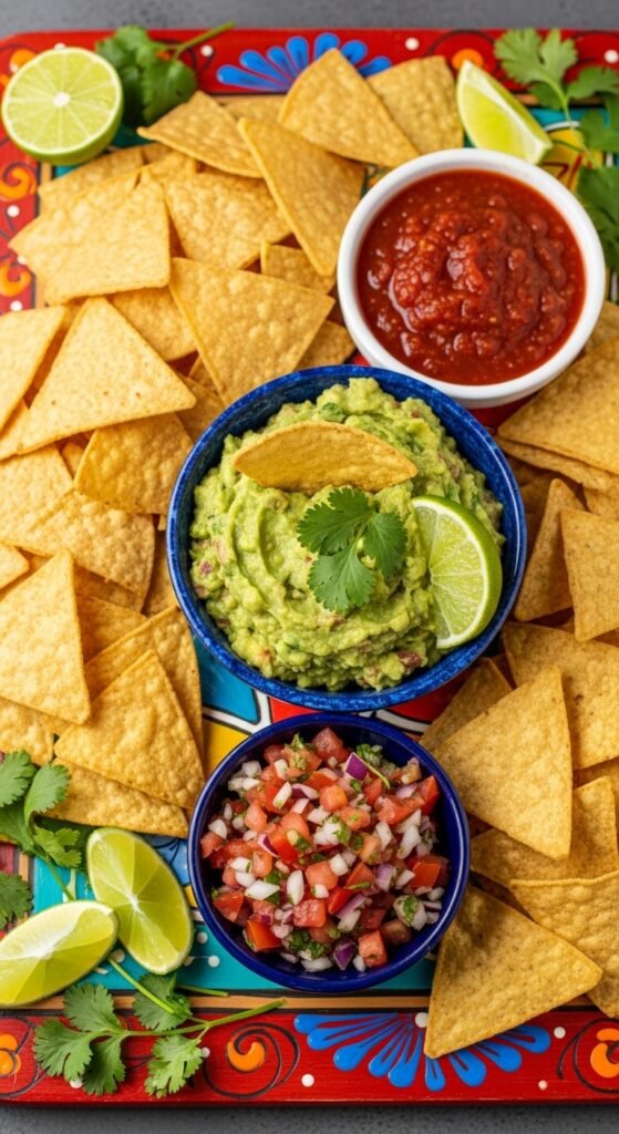 A stunning and vibrant spread of authentic Mexican food recipes including tacos, enchiladas, guacamole, salsa, and rice beautifully arranged on a colorful rustic table, showcasing 20 Mexican food recipes ideas for creating a delicious culinary fiesta in your own kitchen.