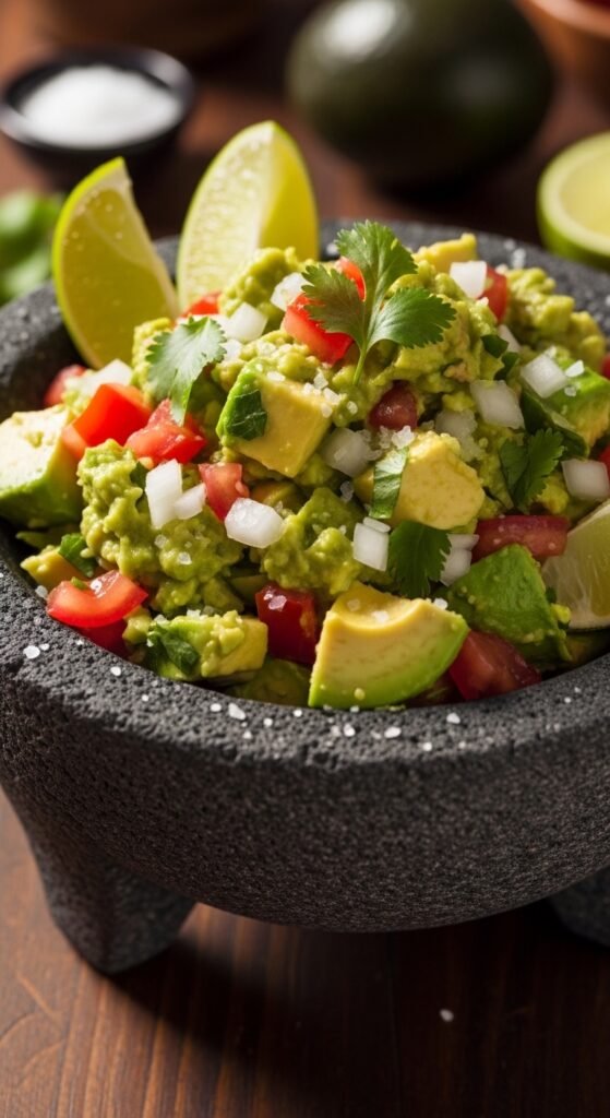 A stunning and vibrant spread of authentic Mexican food recipes including tacos, enchiladas, guacamole, salsa, and rice beautifully arranged on a colorful rustic table, showcasing 20 Mexican food recipes ideas for creating a delicious culinary fiesta in your own kitchen.