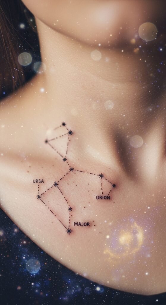 A stunning tattoo editorial featuring a beautiful woman showcasing multiple elegant feminine tattoos including delicate florals, minimalist constellations, botanical designs, and meaningful script on wrist, collarbone, and forearm placements, illustrating 18 tattoos for women ideas as the ultimate guide to finding the perfect ink.