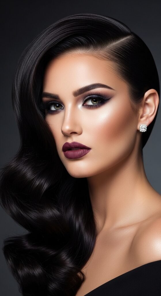 A stunning beauty editorial featuring a gorgeous woman with a flawless sleek straight quick weave hairstyle with perfect shine and movement, showcasing 20 straight quick weave hairstyles ideas for achieving instant glamour and salon-quality results at home.
