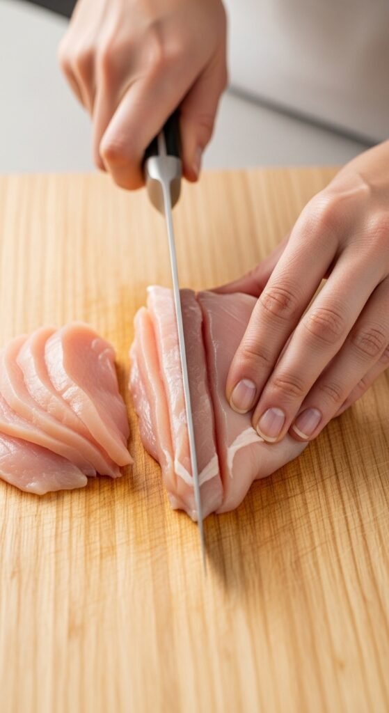 A breathtaking thinly sliced chicken breast recipes editorial featuring a stunning spread of golden chicken cutlets including lemon garlic butter, crispy parmesan crusted, and Korean bulgogi styles beautifully styled on a rustic wooden table with fresh herbs and warm kitchen lighting, showcasing the ultimate guide to fast flavorful and foolproof thinly sliced chicken breast dinners.