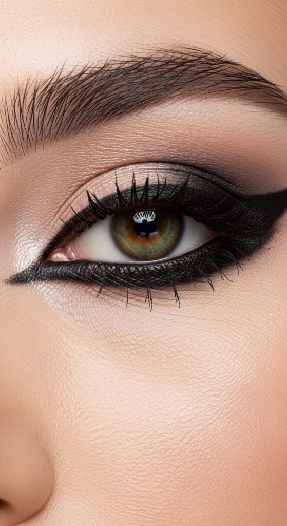 A stunning glamorous McBling makeup editorial featuring a beautiful woman with full Y2K inspired beauty including frosty eyeshadow, metallic foiled lids, glossy lips, shimmery blush, face gems, and chunky highlights, showcasing 18 McBling makeup ideas as a complete guide to mastering the most iconic Y2K makeup trends.