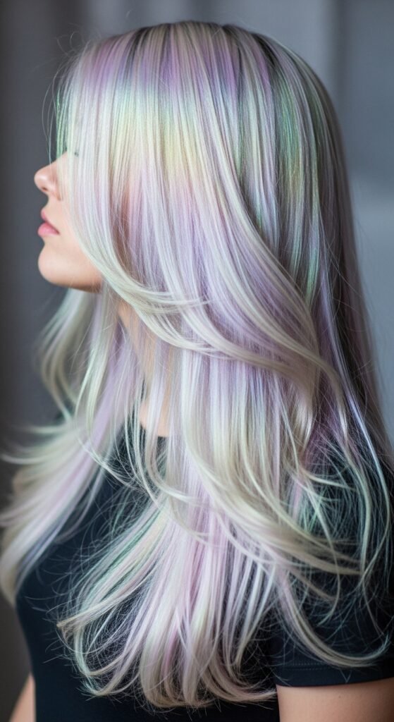 A breathtaking ethereal beauty editorial featuring a stunning woman with luminous glass skin, moonlit shimmer eyeshadow, feathery wispy lashes, softly stained lips, and iridescent hair surrounded by white flowers and crystals, showcasing 15 ethereal beauty ideas to transform your look into breathtaking dreamlike art.