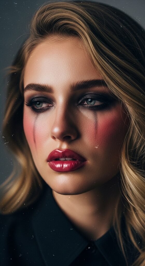 A stunning glamorous bimbocore makeup editorial featuring a beautiful woman with hyper-feminine Y2K inspired beauty including glossy pink lips, glitter eyeshadow, heavy blush, and dewy glowing skin, showcasing 15 bimbocore makeup ideas as the ultimate guide to mastering the hyper-feminine beauty trend.