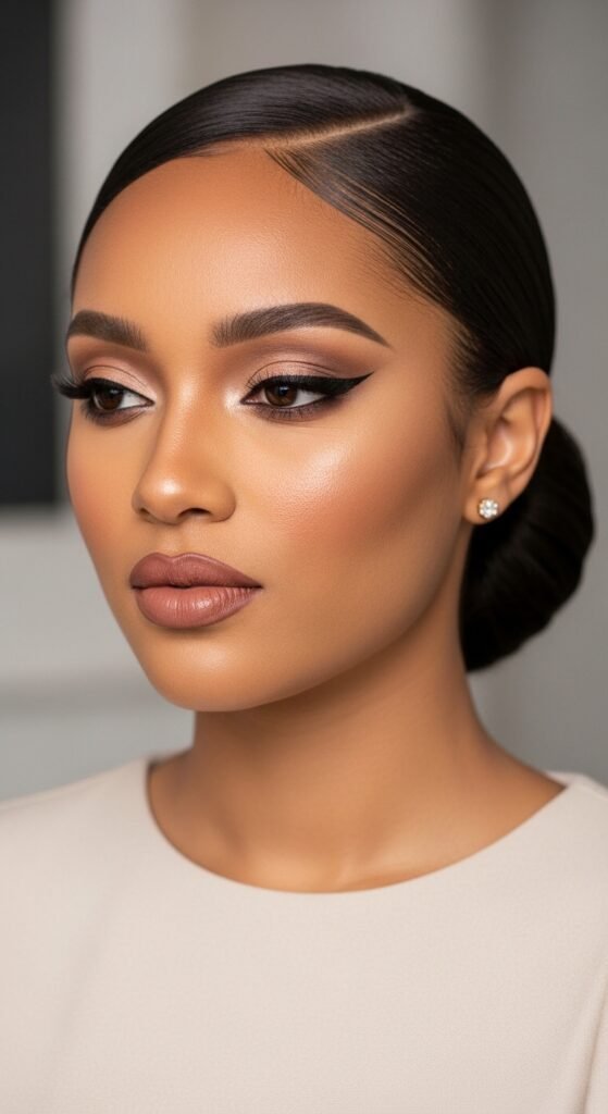 A stunning beauty editorial featuring a gorgeous woman with a flawless sleek straight quick weave hairstyle with perfect shine and movement, showcasing 20 straight quick weave hairstyles ideas for achieving instant glamour and salon-quality results at home.