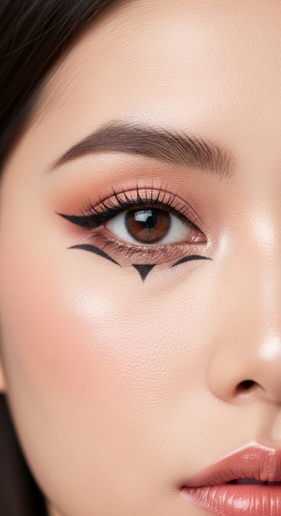 A breathtaking Korean makeup look editorial featuring a beautiful woman with flawless dewy glass skin, soft gradient lips, straight brows, puppy liner, and luminous K-beauty glow surrounded by elegant Korean beauty products, showcasing 20 Korean makeup look ideas as the ultimate guide to achieving the coveted K-beauty glow.