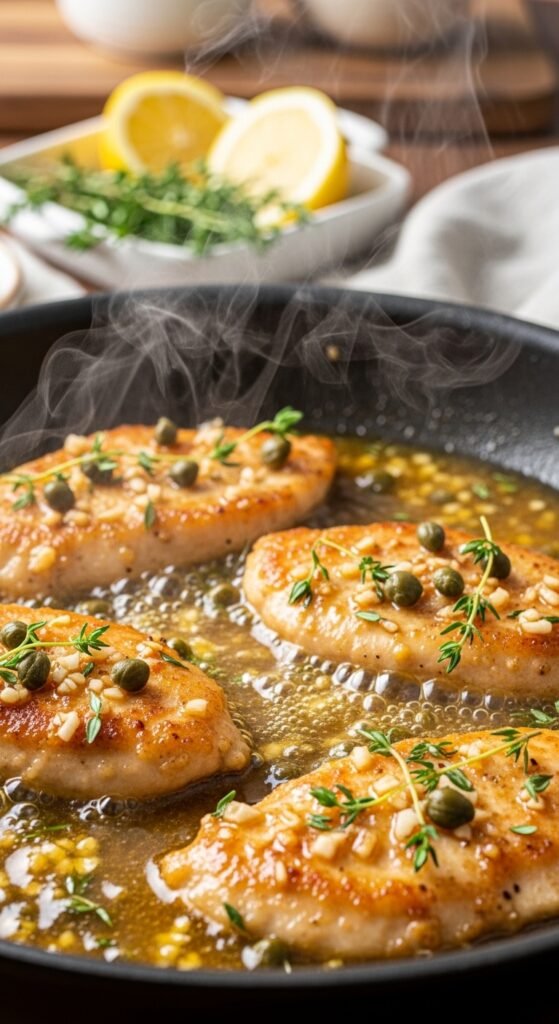 A breathtaking thinly sliced chicken breast recipes editorial featuring a stunning spread of golden chicken cutlets including lemon garlic butter, crispy parmesan crusted, and Korean bulgogi styles beautifully styled on a rustic wooden table with fresh herbs and warm kitchen lighting, showcasing the ultimate guide to fast flavorful and foolproof thinly sliced chicken breast dinners.