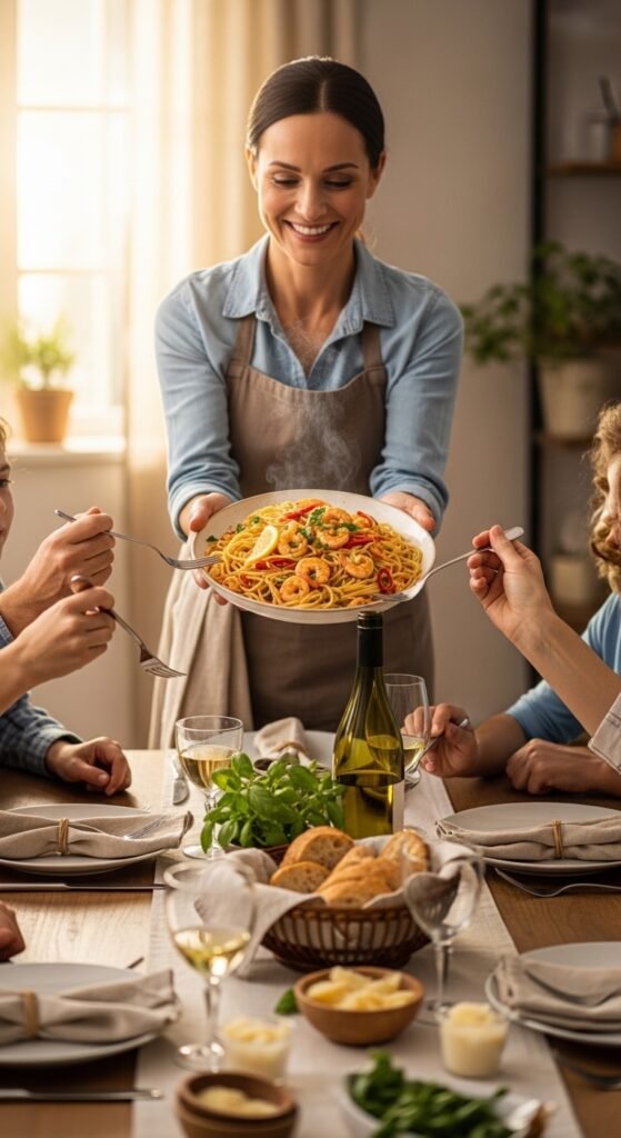 A breathtaking shrimp scampi pasta recipe editorial featuring a stunning bowl of perfectly cooked linguine with plump golden seared shrimp in a glossy white wine lemon garlic butter sauce with fresh parsley and lemon zest on a rustic Italian wooden table, showcasing the ultimate guide to mastering shrimp scampi pasta recipes at home.