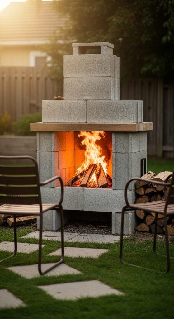 15. DIY Cinder Block Fireplace