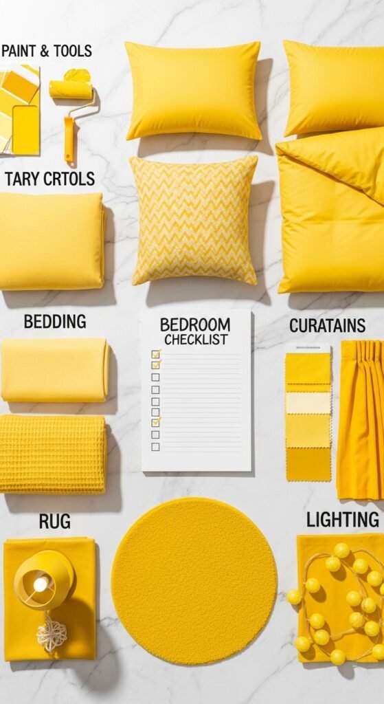 3. Bedding That Pops Against Yellow